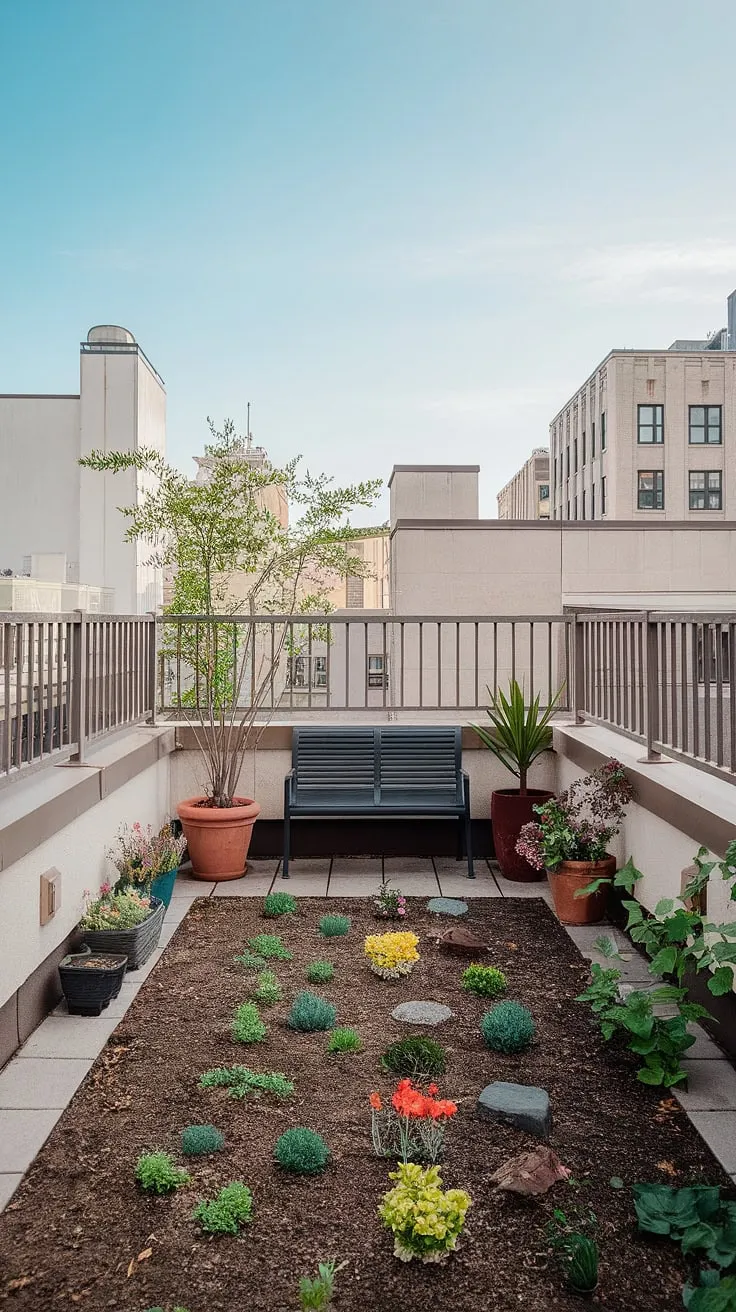 This small rooftop terrace is my sanctuary. Rooftop patio ideas made real with a rooftop flower garden. The perfect blend of small rooftop terrace and urban rooftop deck living.