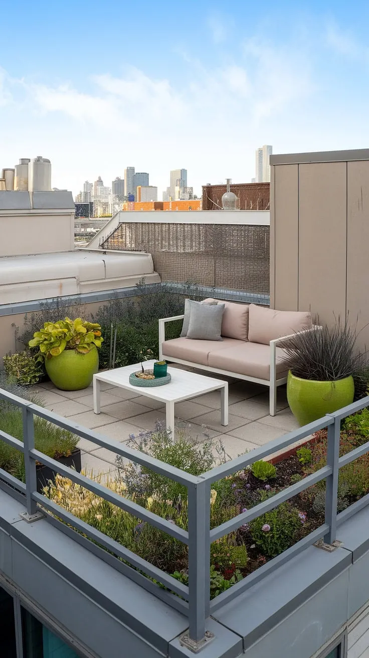 My little slice of urban paradise: a small rooftop terrace transformed into a rooftop flower garden. Perfect for rooftop patio ideas and showcasing the beauty of small rooftop terrace living.