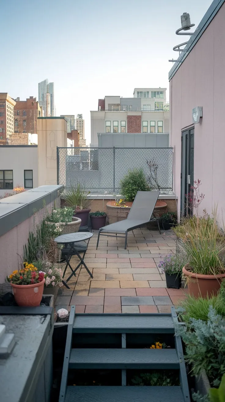 Escape the urban jungle on this charming small rooftop terrace. Rooftop garden design at its finest, offering perfect terrace lounge ideas and small terrace ideas for city living.
