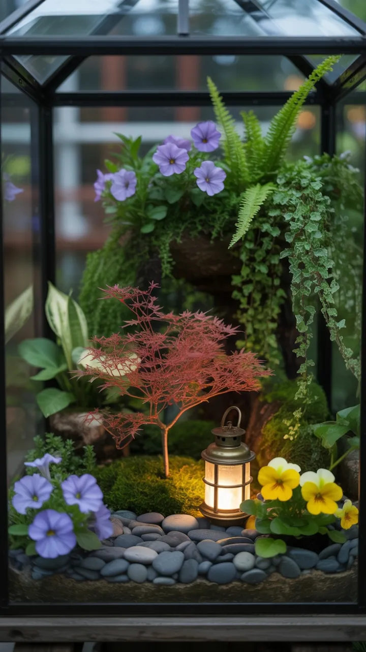 Lantern-Lit Miniature Japanese Maple Garden