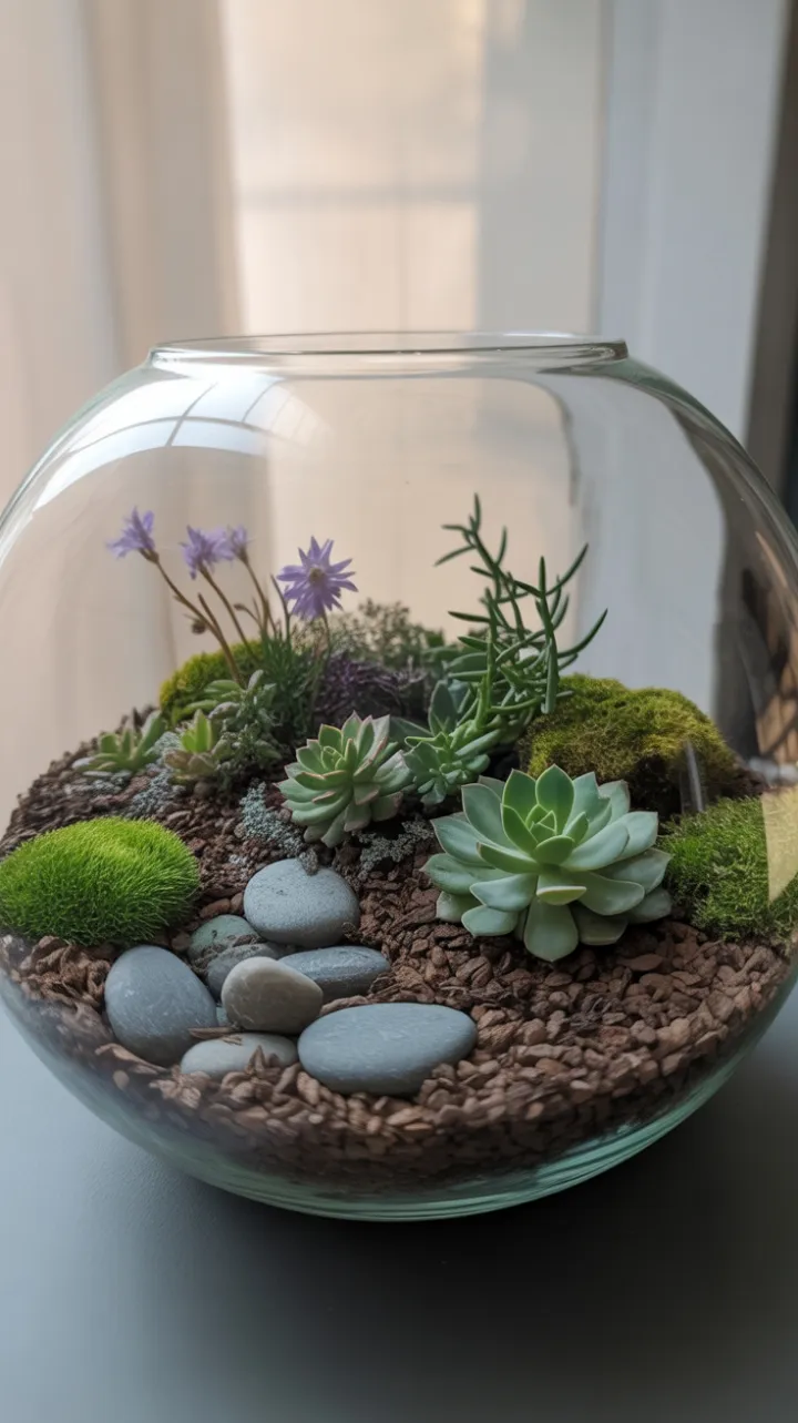 Jade Succulent Wildscape in Glass