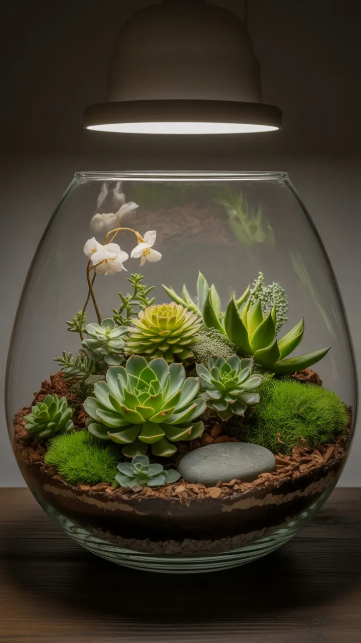 Sunlit Succulent Oasis in Glass