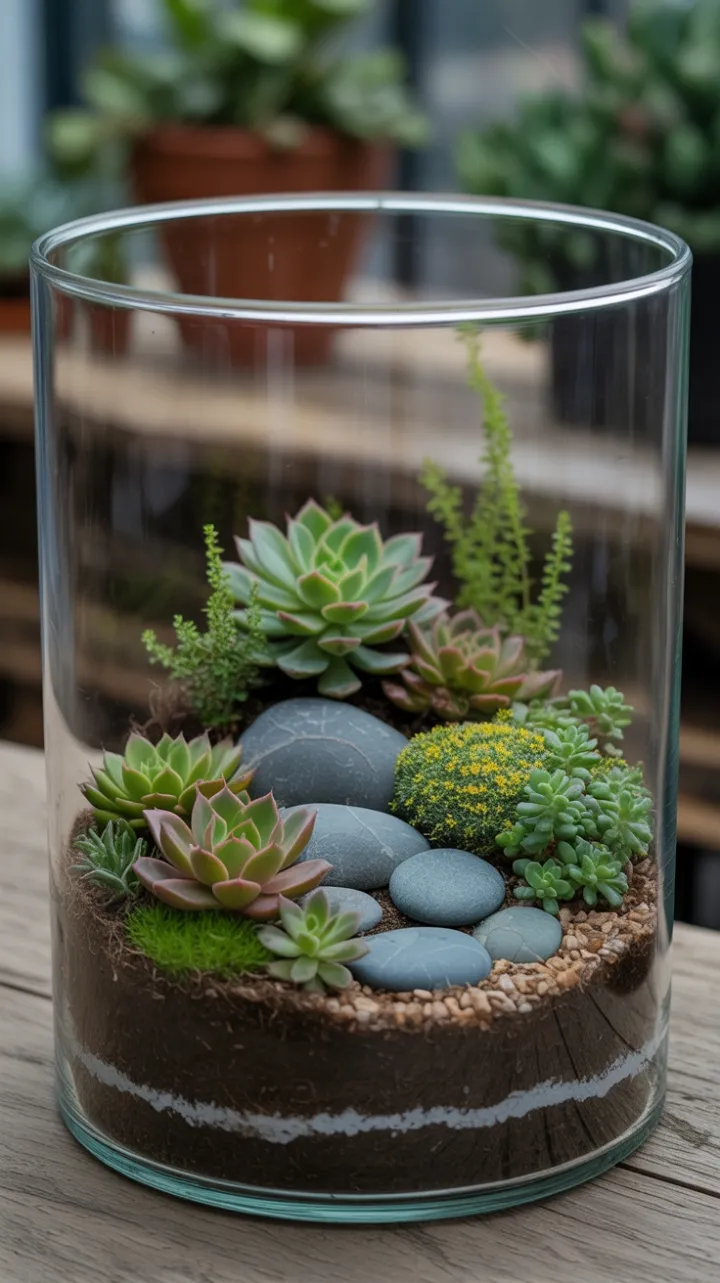 Cylindrical Glass Succulent Sanctuary