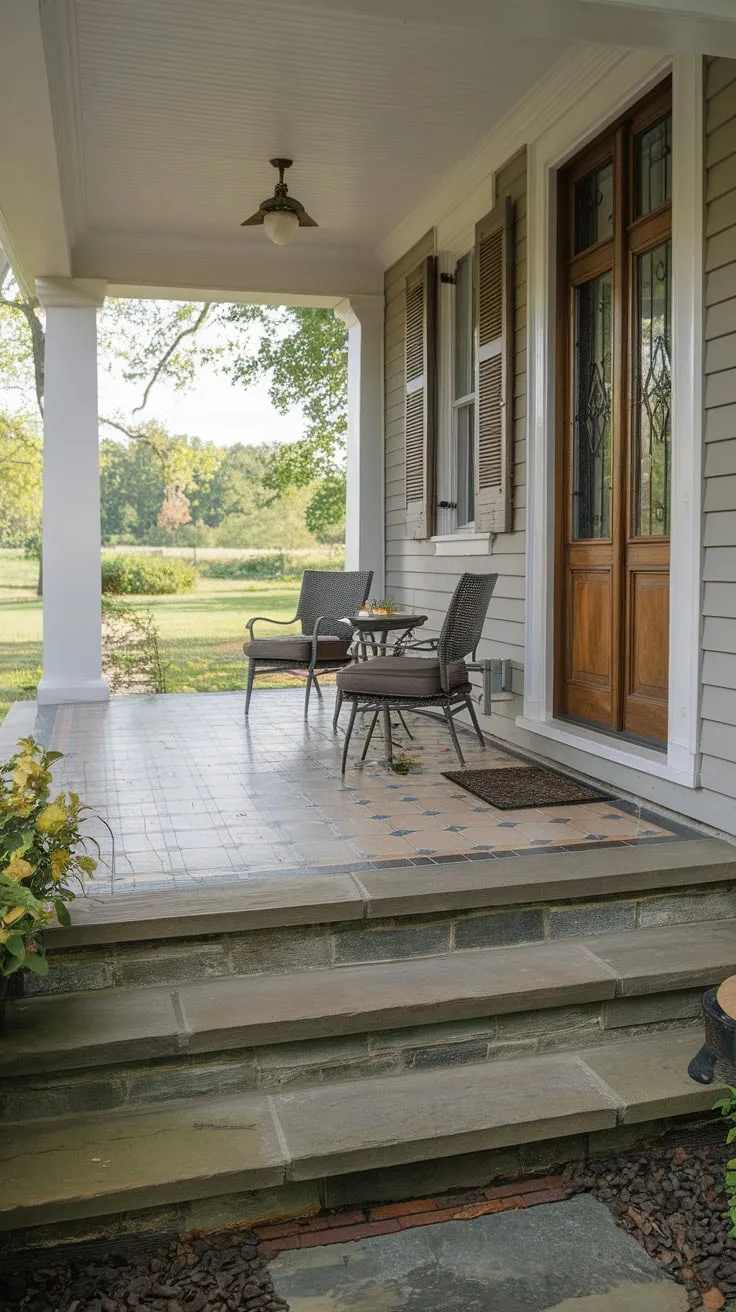 Charming Tiled Porch with Scenic Views