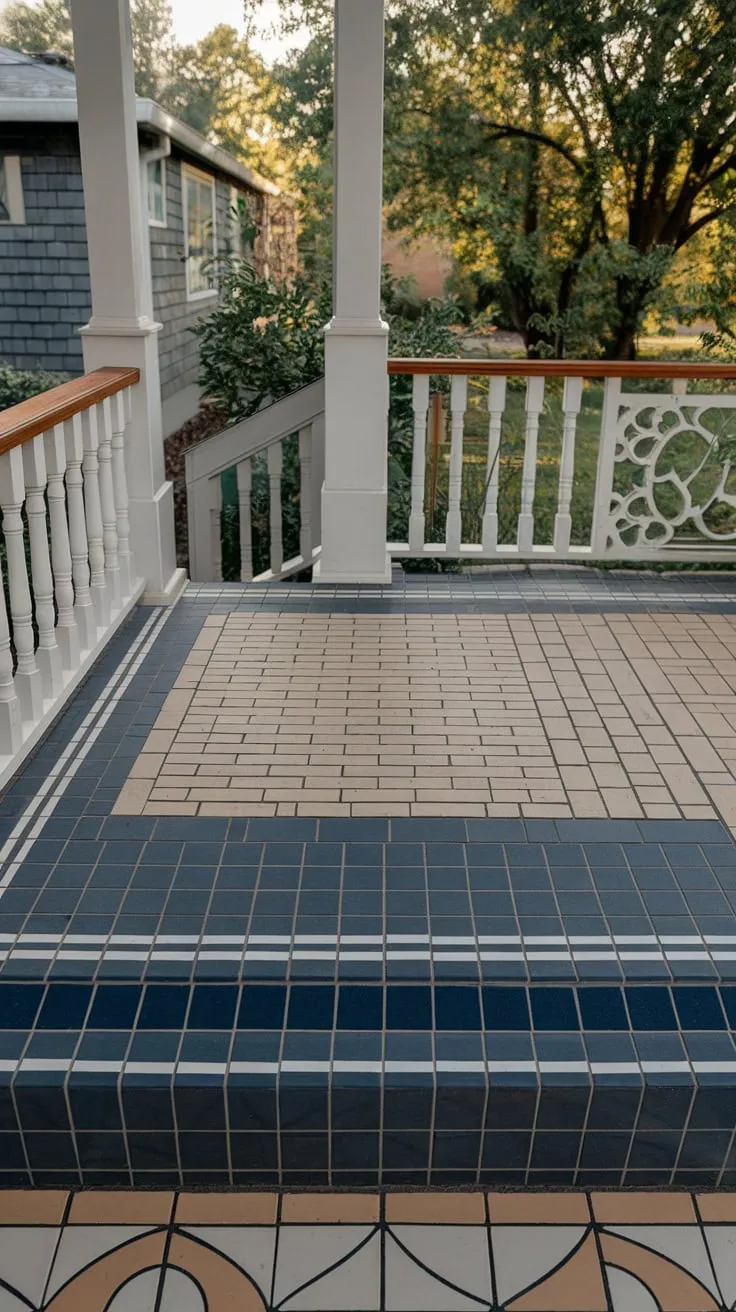 Stunning Tiled Front Porch with Unique Designs