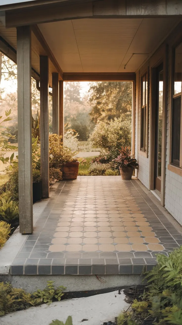 Serene Tiled Retreat with Lush Greenery