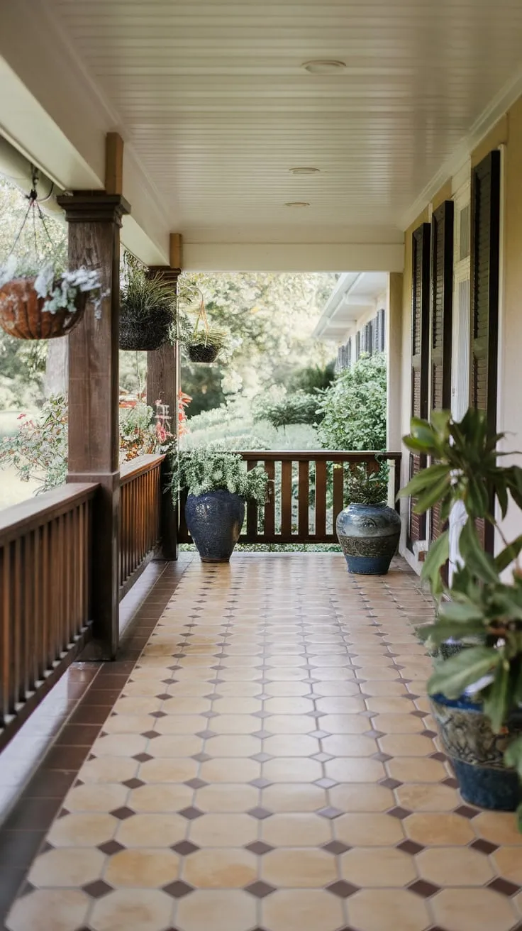 Cozy Outdoor Retreat with Tiled Elegance