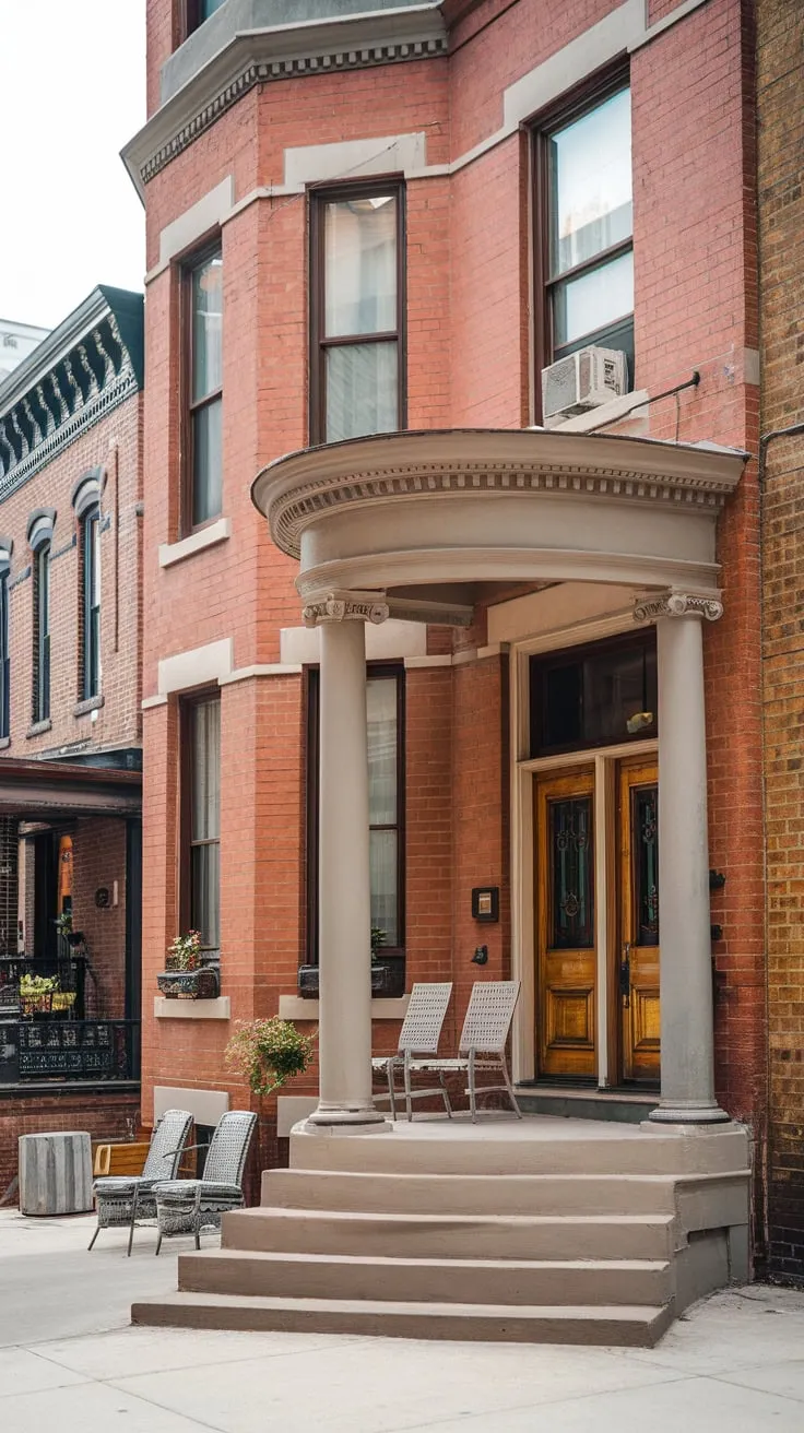 Charming Urban Townhouse Porch Scene
