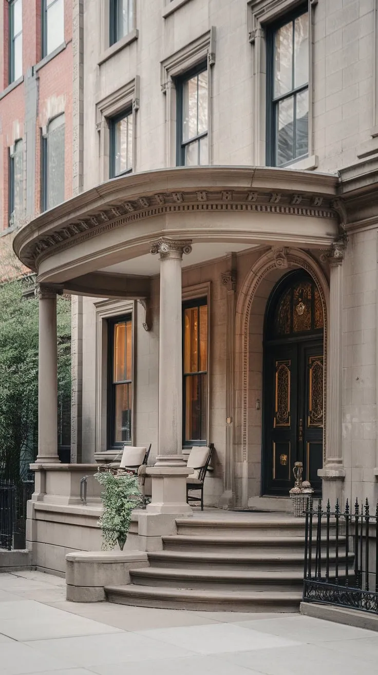 Timeless Serenity on a Townhouse Front Porch