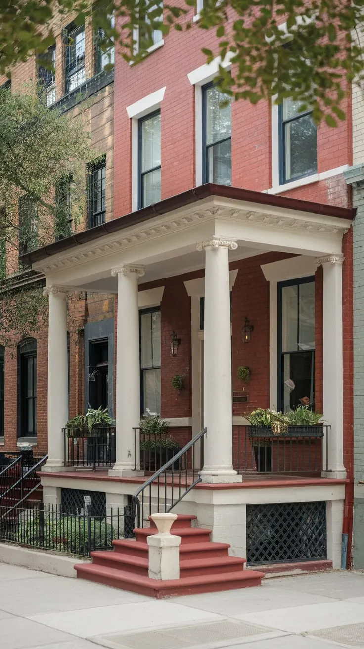 Quaint Downtown Townhouse Showcasing a Welcoming Porch
