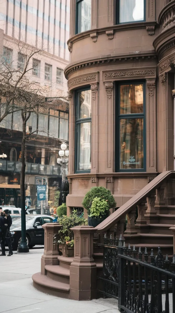 Charming Urban Townhouse Porch Amidst City Life