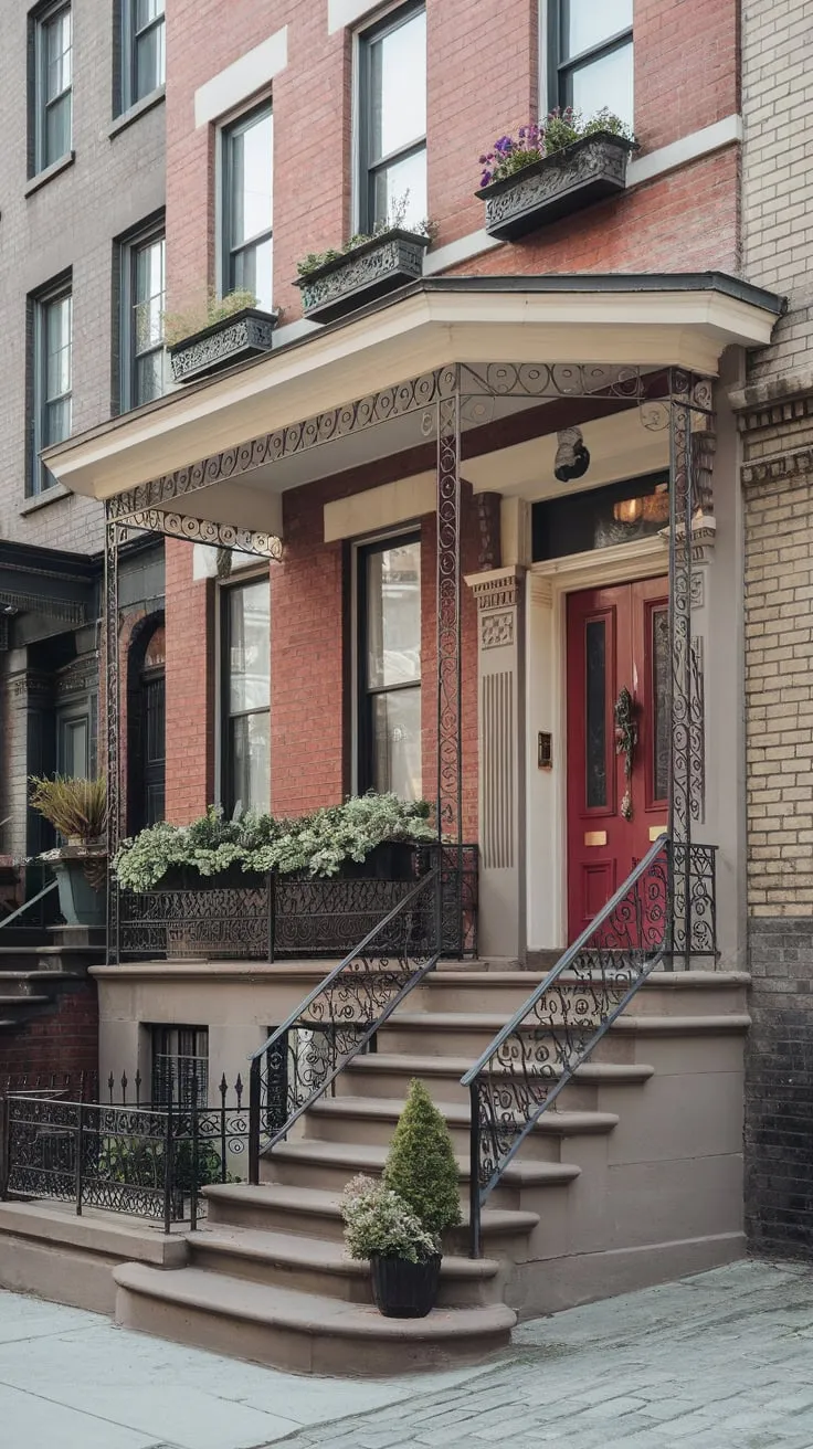 Historic Brick Townhouse Showcasing a Beautiful Front Porch