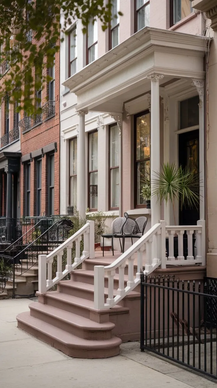 Charming Urban Townhouse Porch Scene