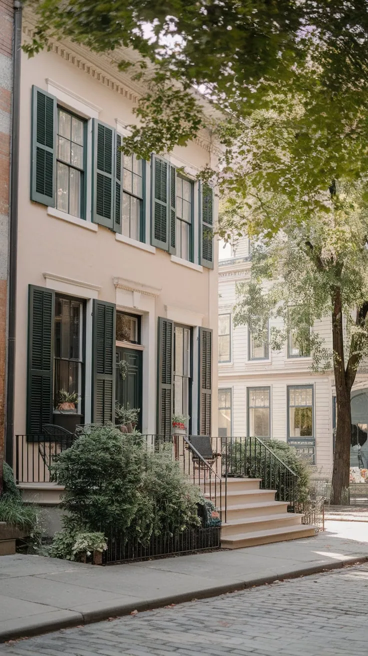 Charming Townhouse Porch Amidst Urban Elegance