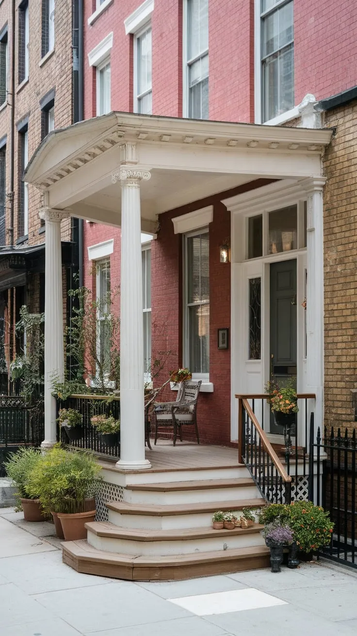 Historic Red Brick Townhouse Porch Oasis