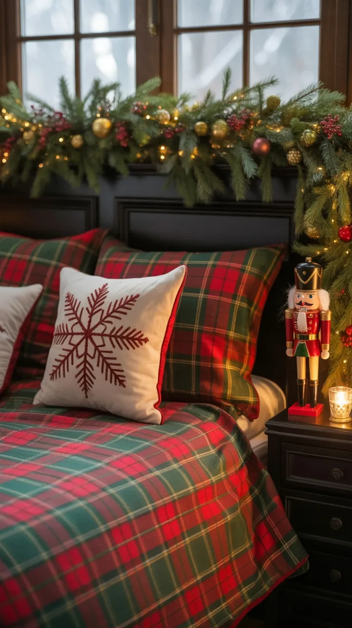 Cozy Plaid Christmas Retreat with Nutcracker Glow