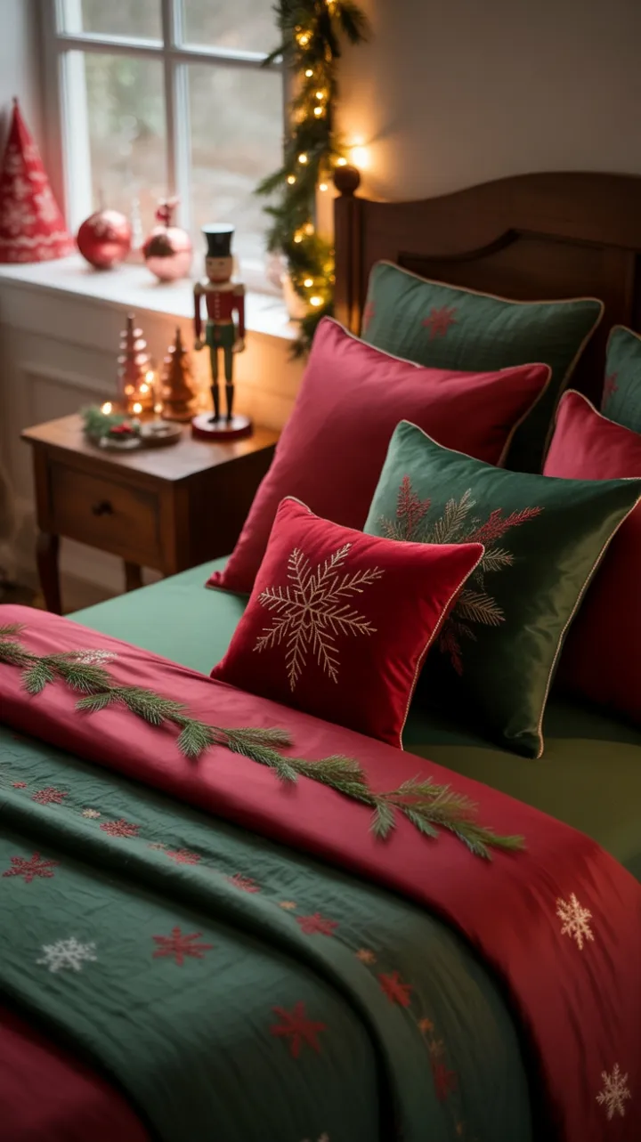 Warm Holiday Haven in a Classic Christmas Bedroom
