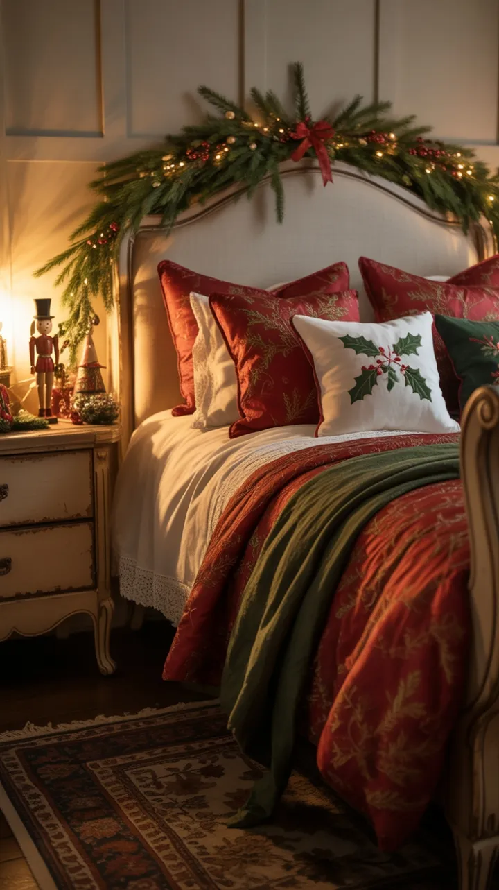 Cozy Hearthside Christmas in a Vintage Sleigh Bed