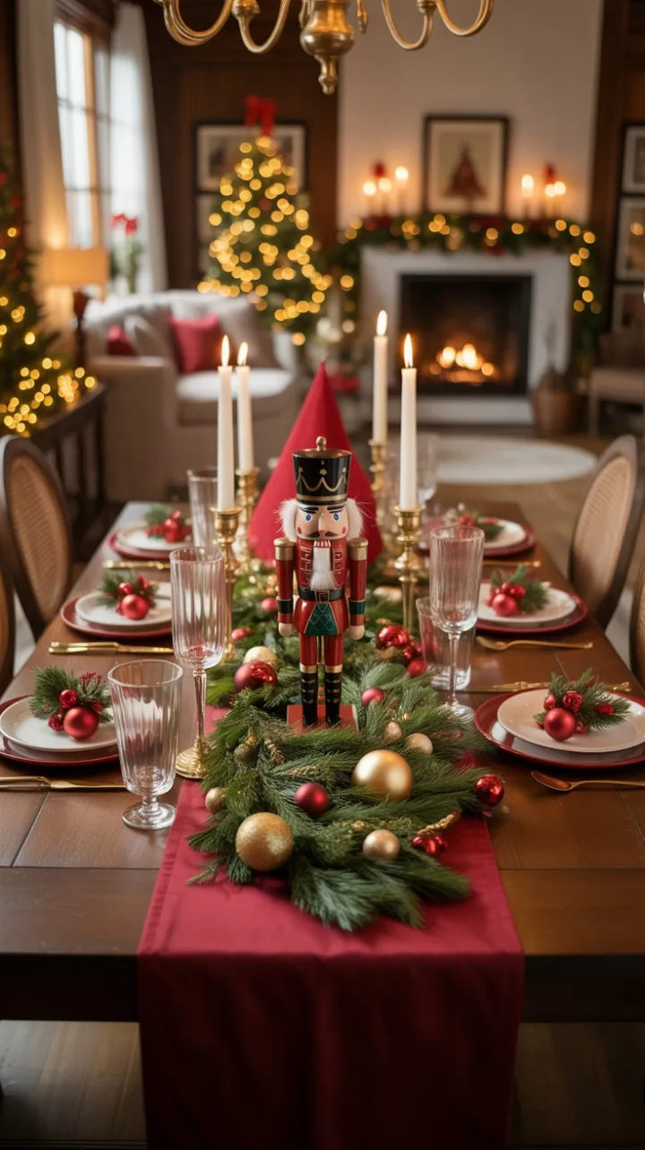 A Fireside Christmas Table Dressed in Red, Gold, and Cheer