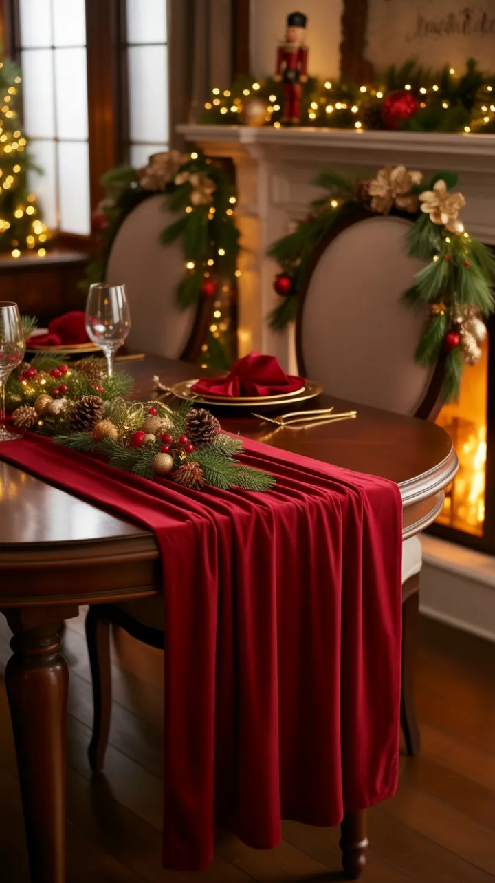 Fireside Christmas Table Dressed in Velvet Mahogany and Timeless Cheer