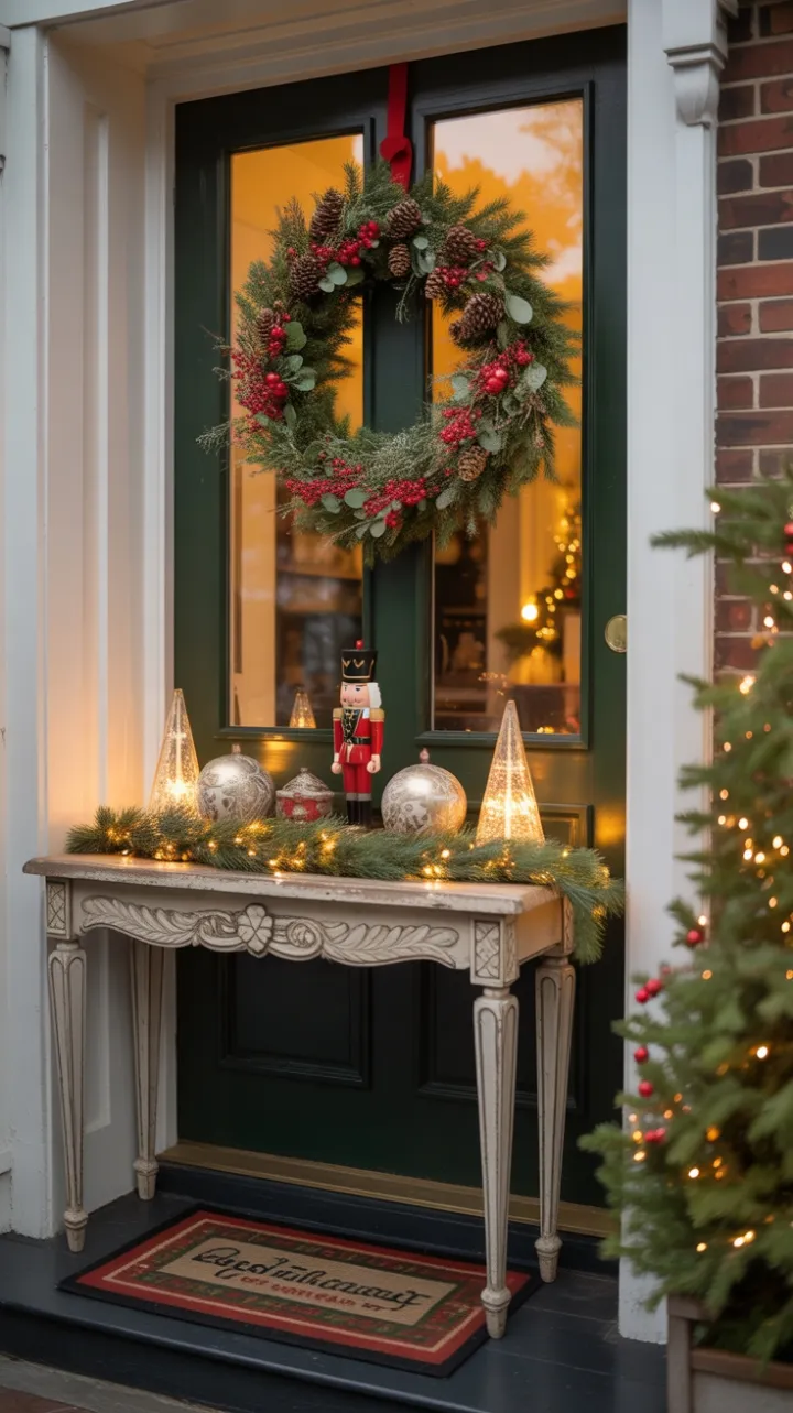 A Cozy Christmas Welcome at the Front Door