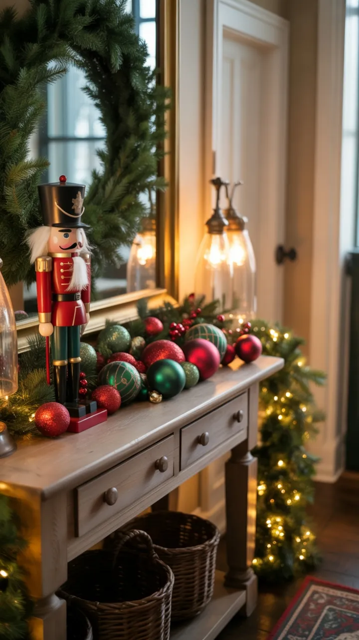 Rustic Christmas Welcome with Nutcracker and Evergreen