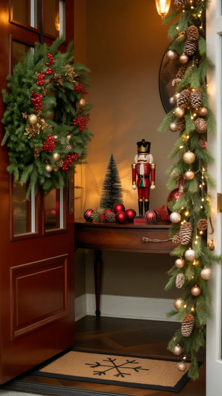 A Cozy Holiday Welcome Beneath a Twinkling Wreath