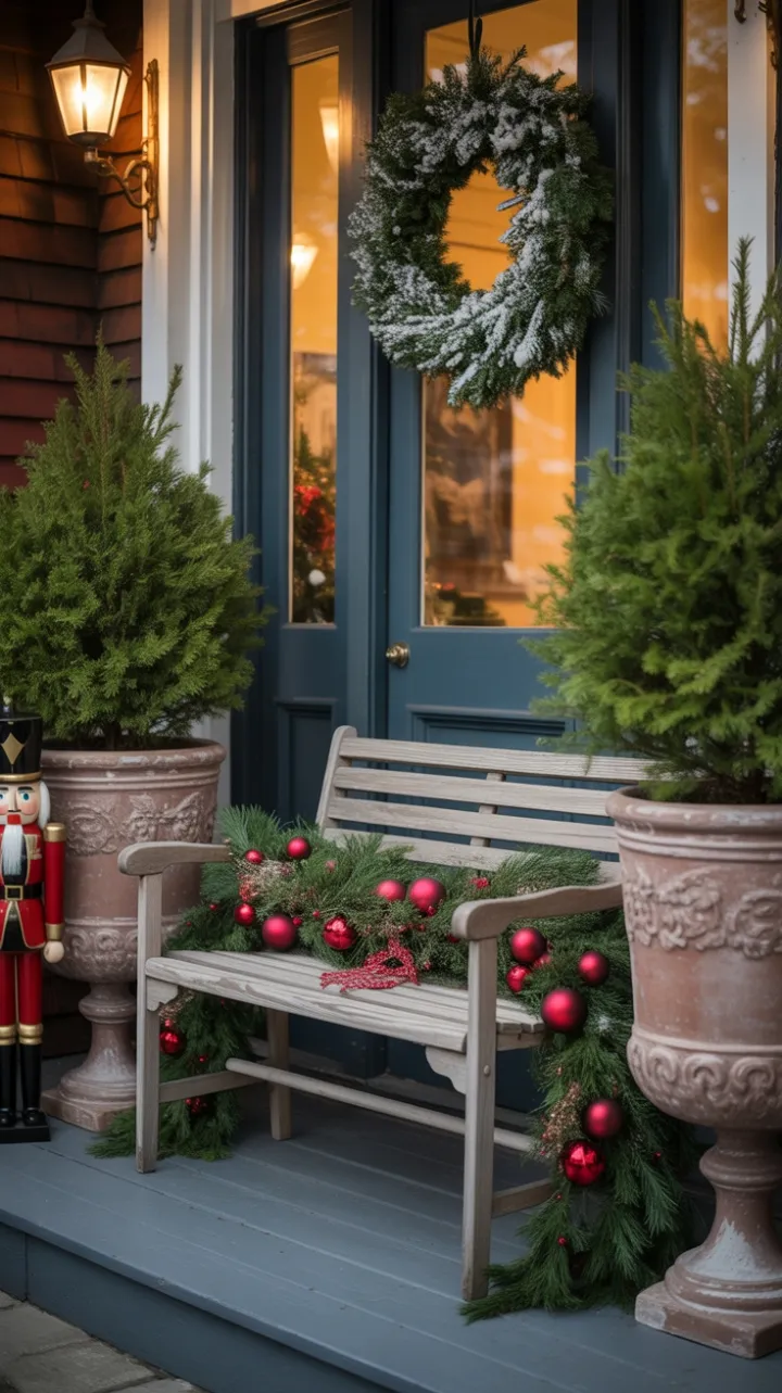 Victorian Porch Dressed in Holiday Glow
