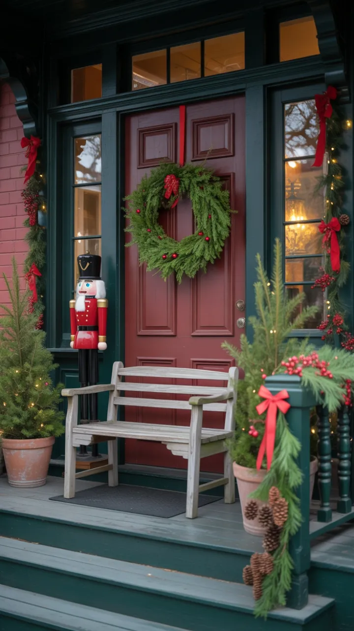 Victorian Porch Bathed in Holiday Glow