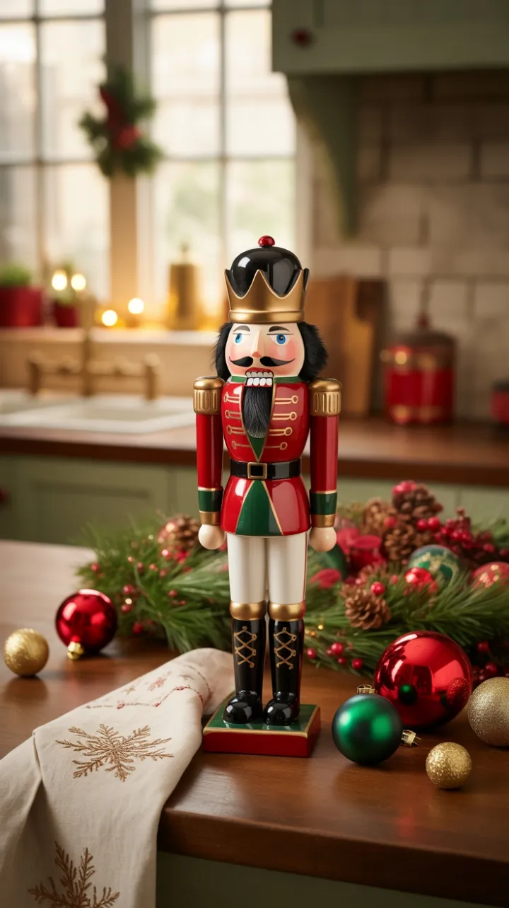 Cozy Christmas Countertop with Nutcracker Centerpiece