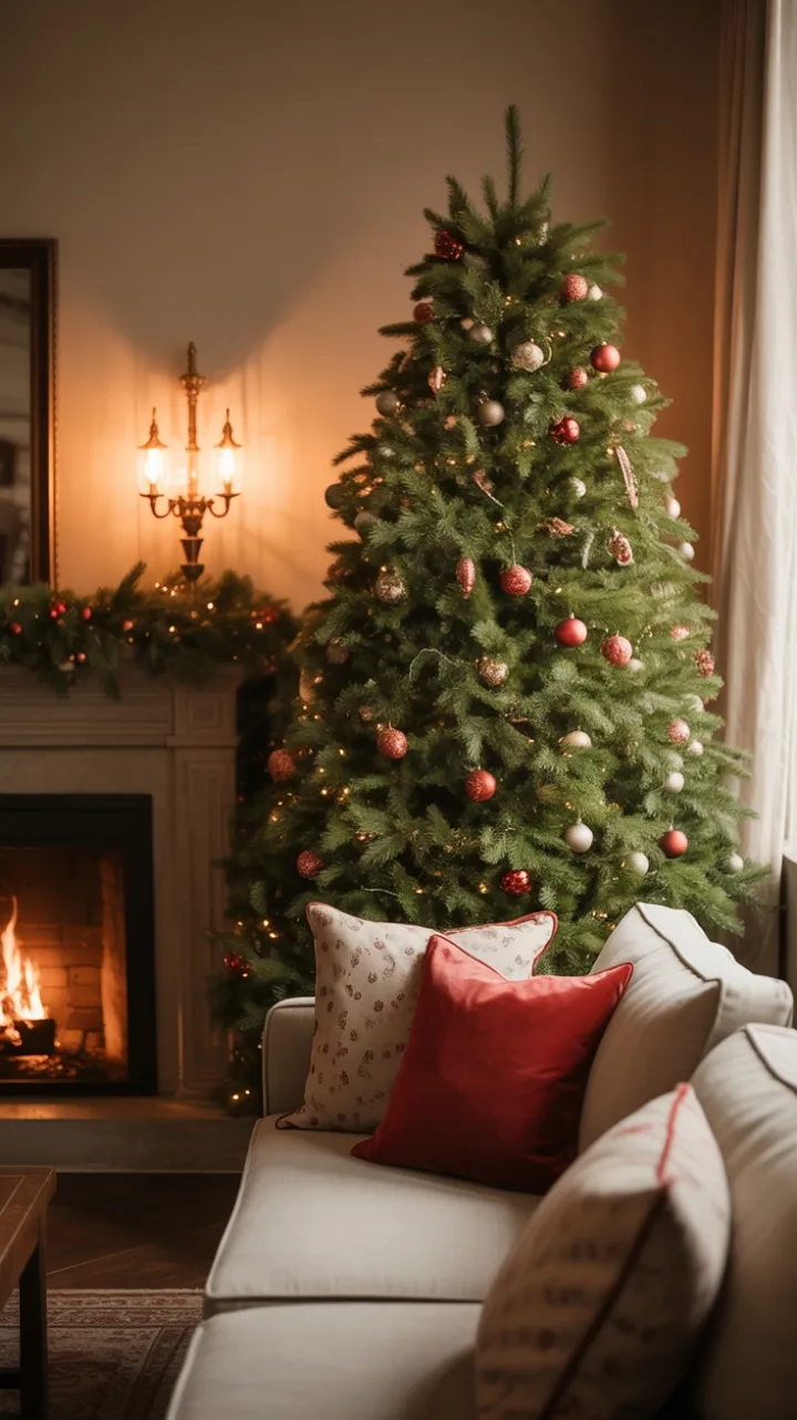 Classic Christmas Warmth in a Cozy Living Room