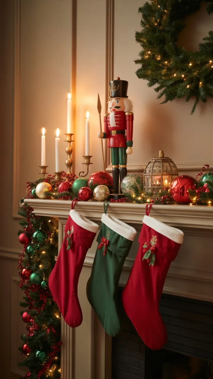 A Nutcracker's Candlelit Christmas on the Velvet Mantel