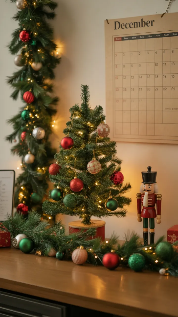 Warm December Desk Dressed in Classic Christmas Charm