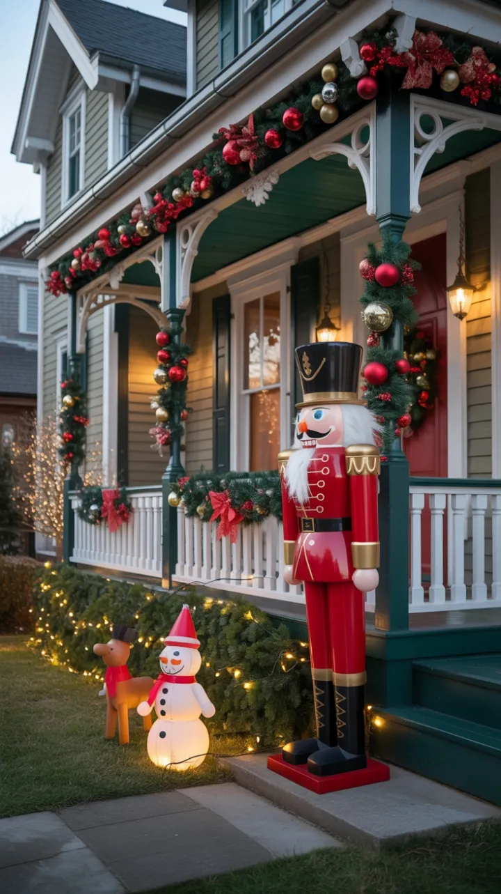 Victorian Home Aglow with Nutcracker, Garlands, and Twinkling Lights