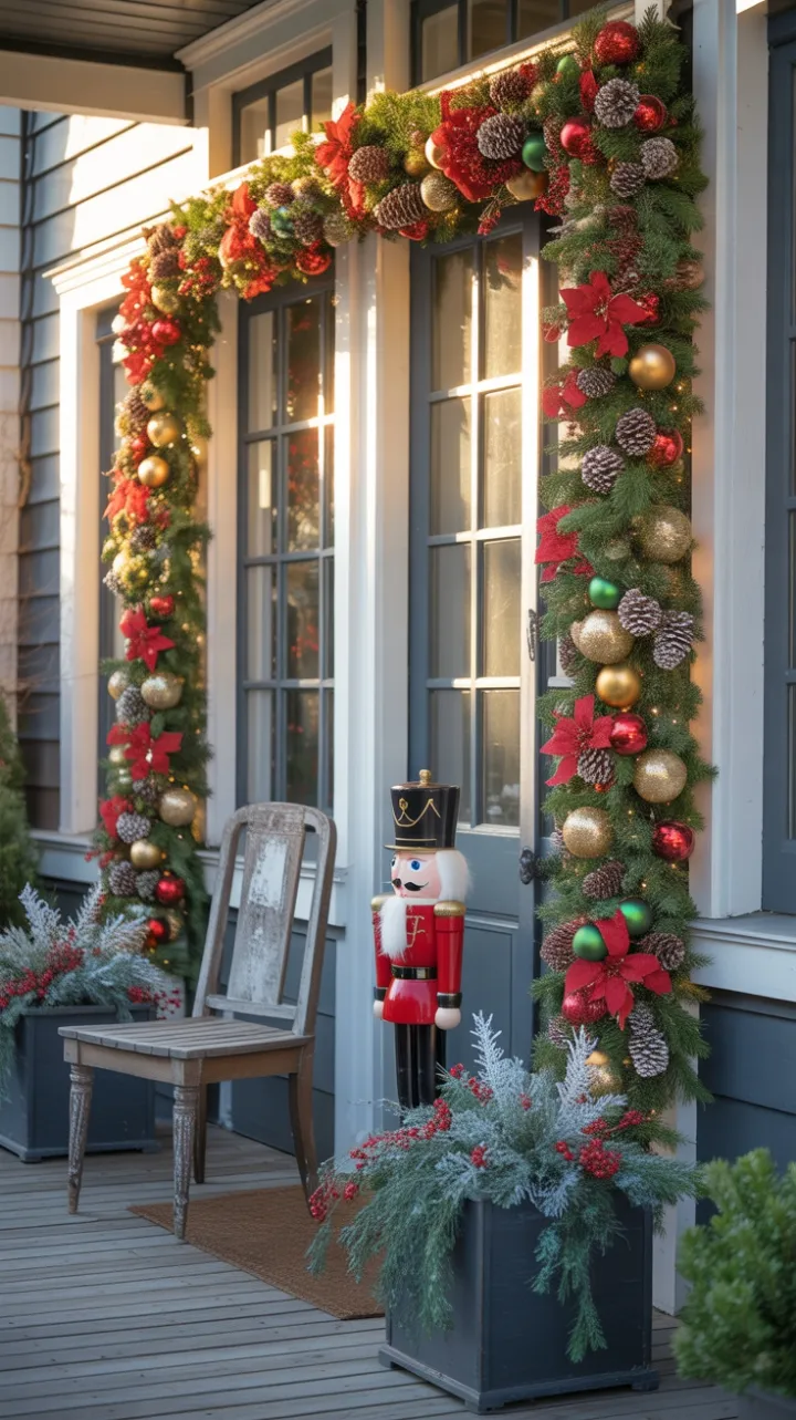 Warm Afternoon Glow on a Classic Christmas Porch