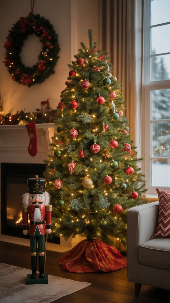 Twinkling Traditions in a Cozy Christmas Living Room