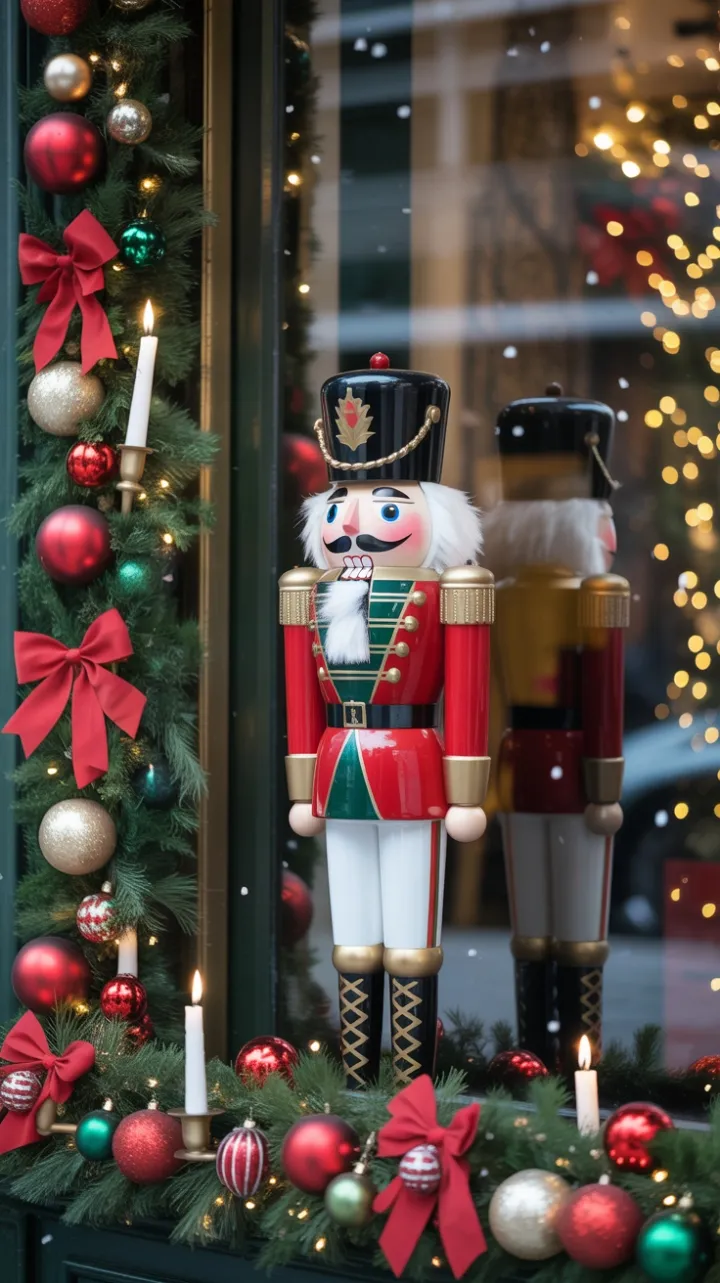 Snowlit Nutcracker in a Timeless Holiday Window