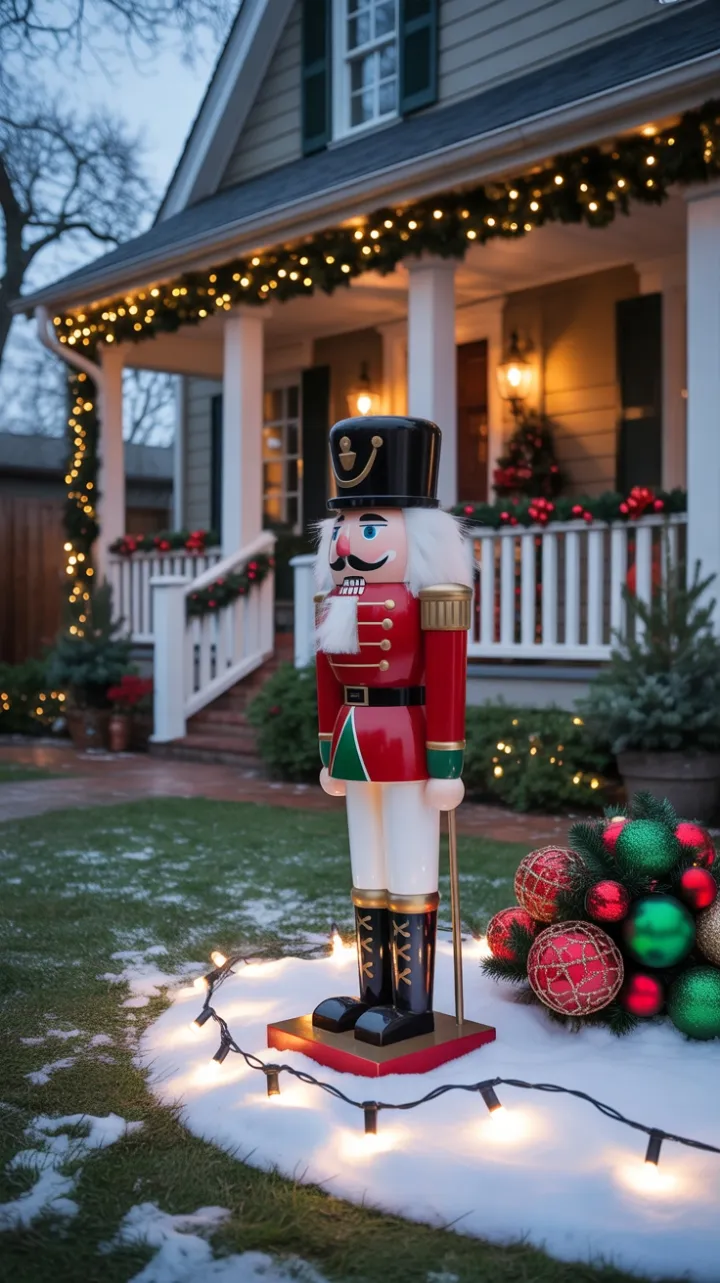 Twilight Nutcracker Guards a Cozy, Twinkling Christmas Home