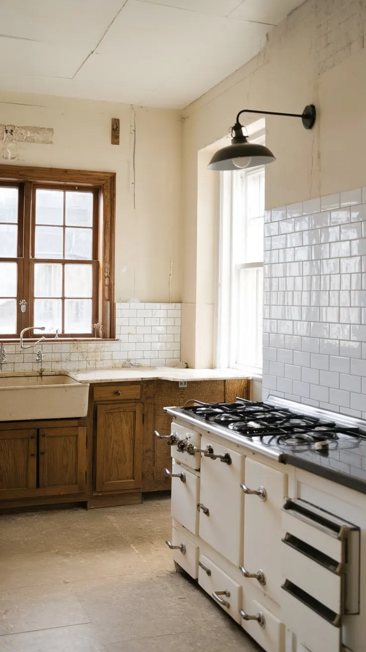 A traditional kitchen's charm transforms into a bright, modern space with updated cabinets and fixtures.