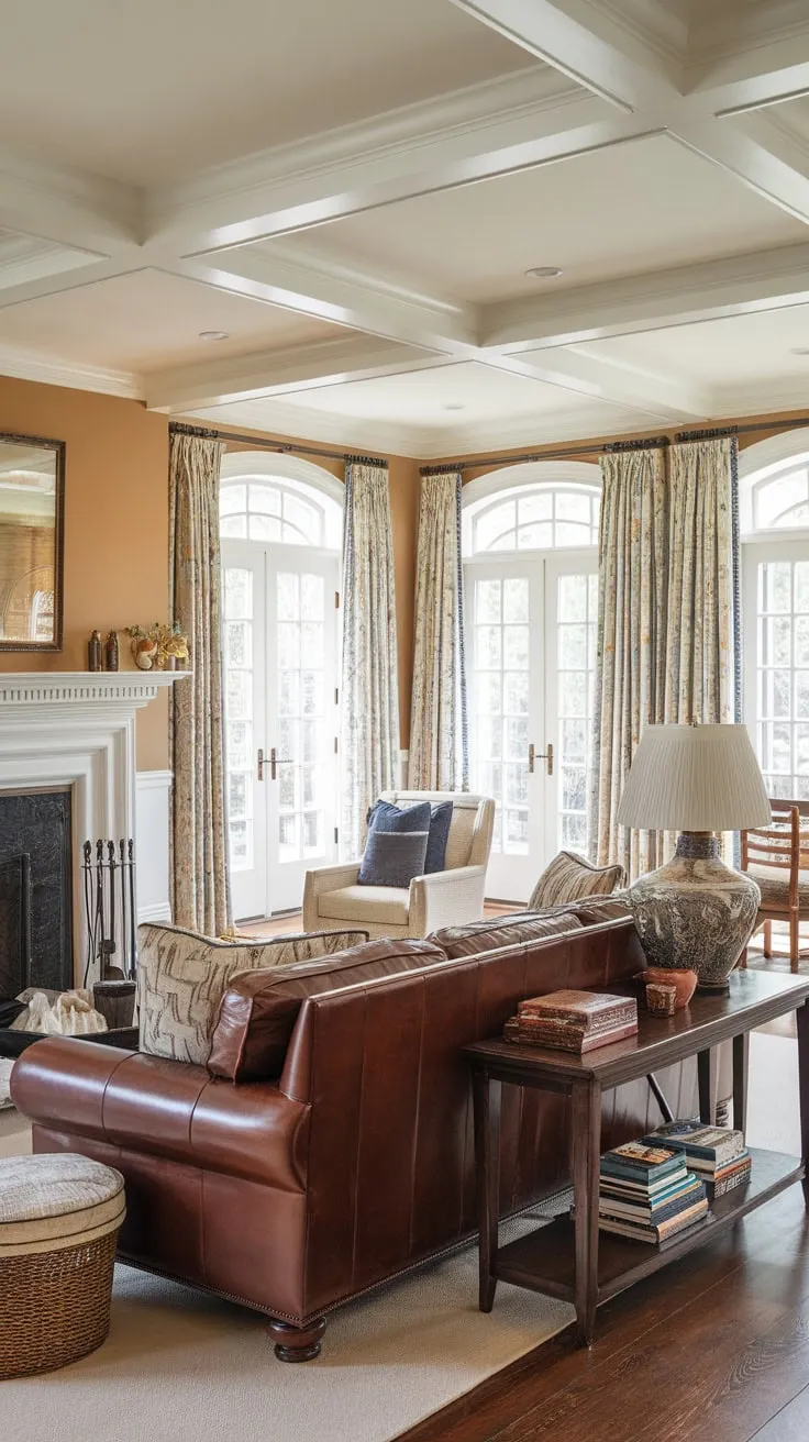 Warmth and elegance define this traditional living room, blending modern comfort with classic style.