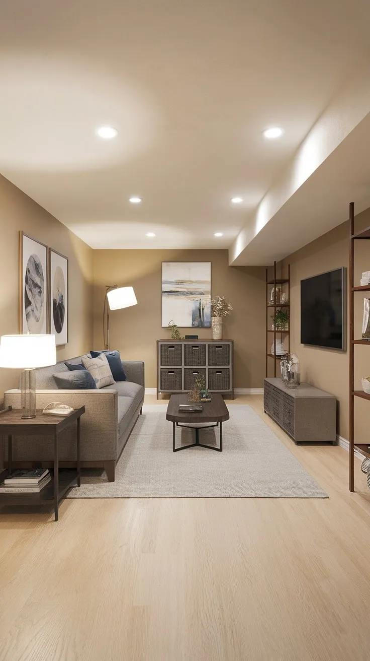 From drab to fab! This remodeled basement is now a cozy and inviting living room, complete with ample storage and a warm, welcoming atmosphere. The transformation is truly remarkable.