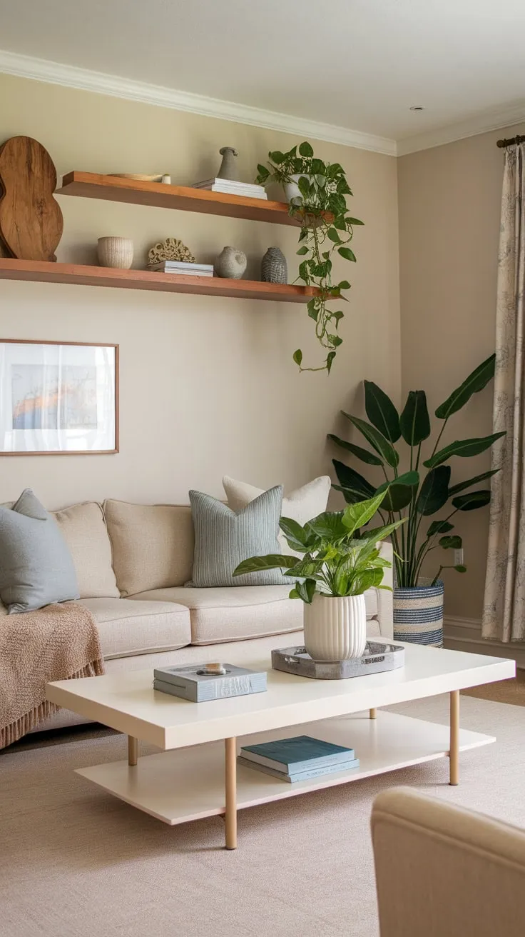 Neutral tones and simple lines create a calm yet sophisticated transitional living space.