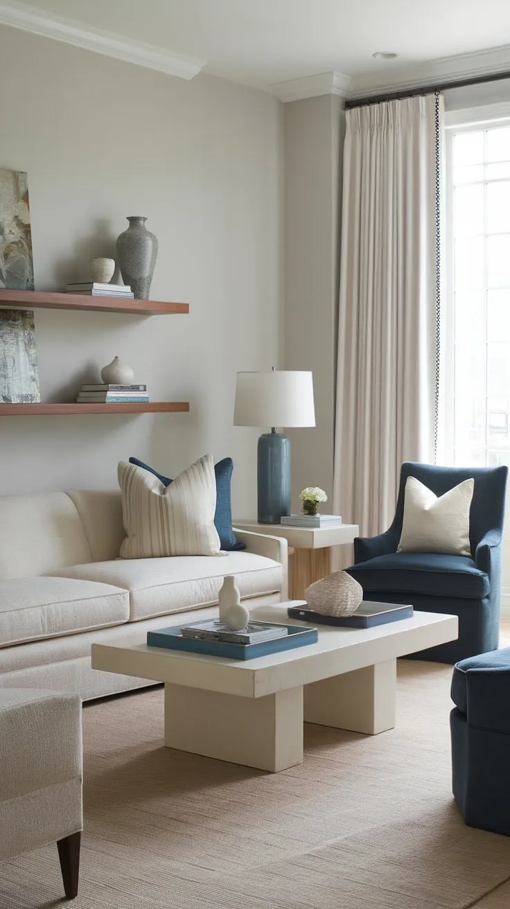 Classic and contemporary styles blend beautifully in this transitional living room, creating a sophisticated and inviting space.