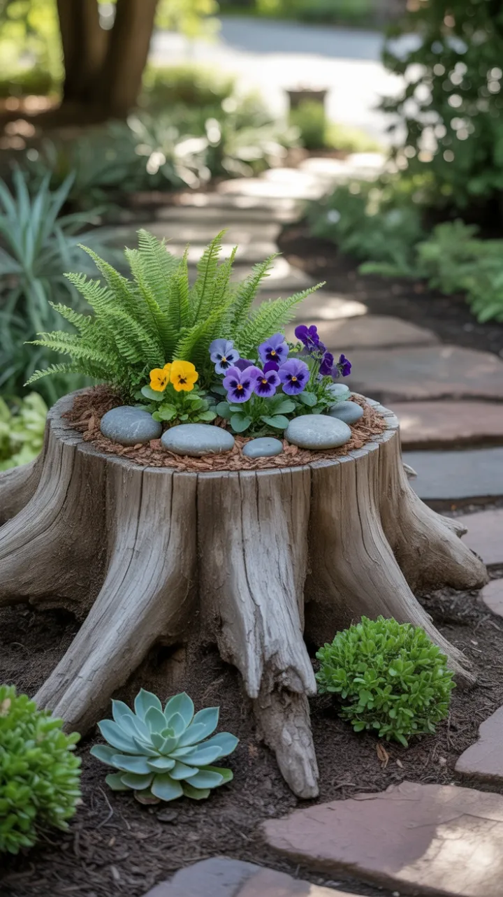 Tiny Woodland Oasis Sprouting from an Old Stump