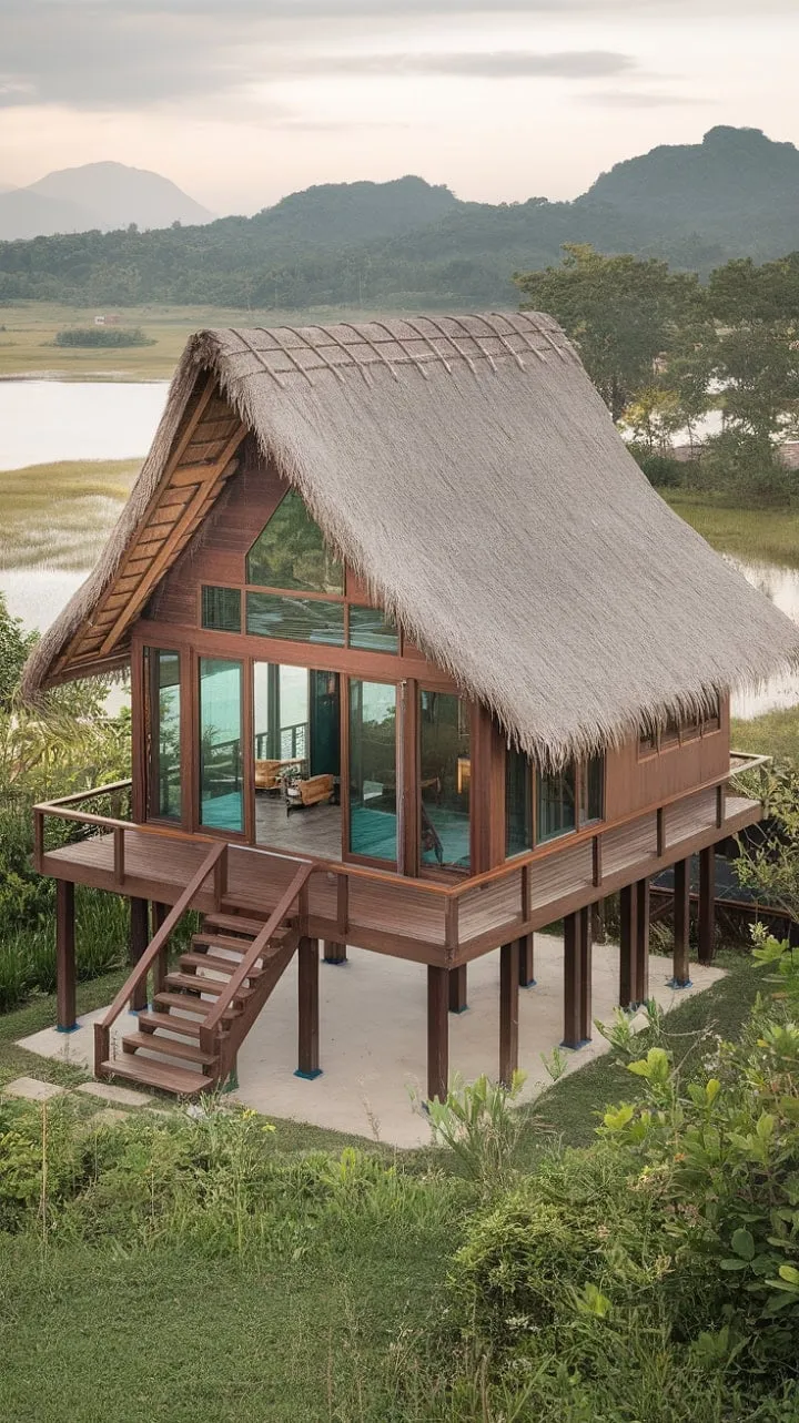 Experience paradise in this stunning Thai home, where contemporary architecture meets tropical beauty amidst lush greenery and breathtaking views.