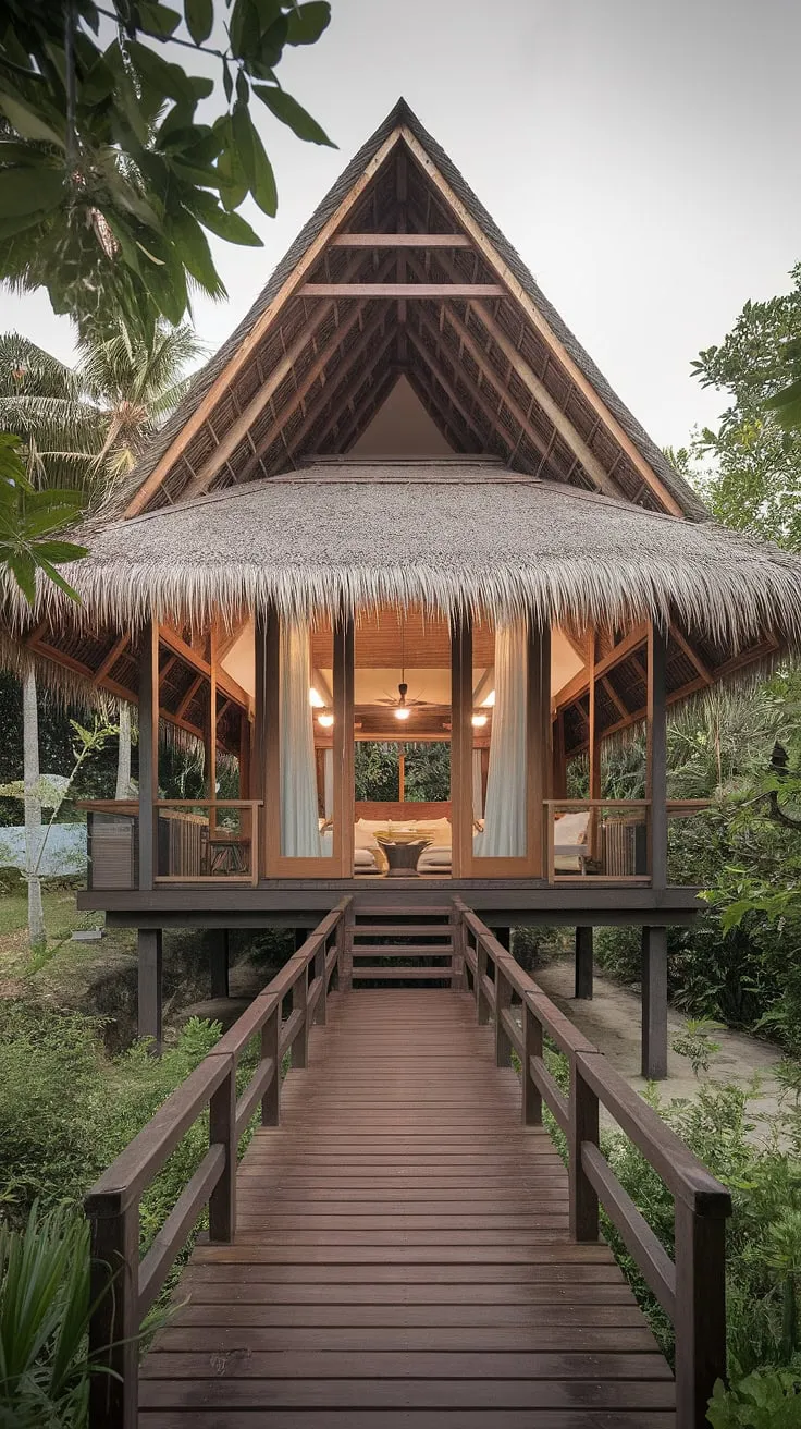 Elevated Thai architecture blends modern design with tropical serenity, creating a peaceful island escape