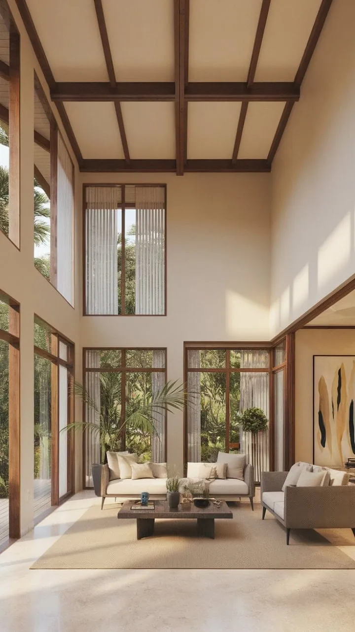 This tropical oasis seamlessly blends sophisticated indoor elegance with tranquil outdoor beauty, creating a perfect haven for relaxation.