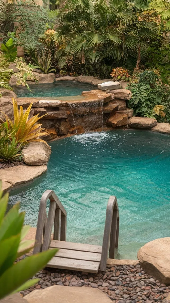 Escape to a tranquil paradise where a soothing waterfall and vibrant foliage beckon you to relax in your exclusive lagoon pool.