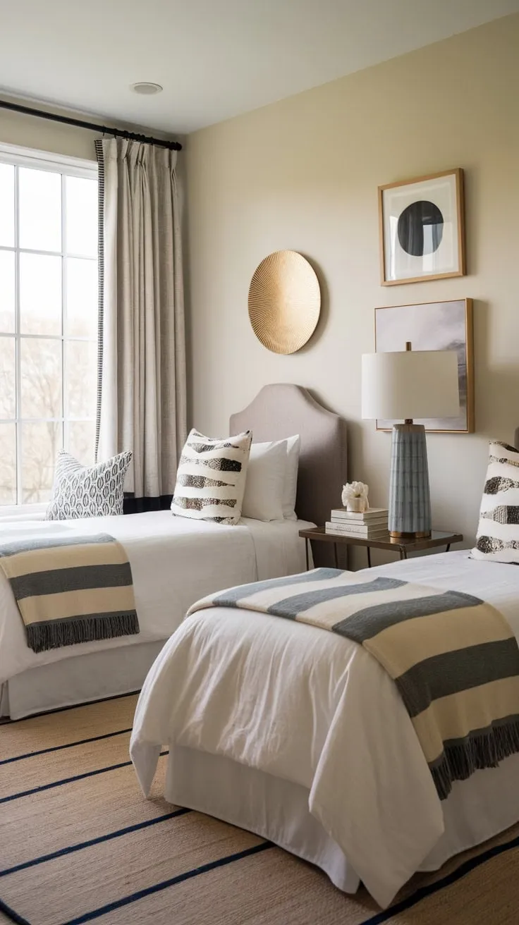 Twin beds and tasteful décor create a welcoming and relaxing guest room experience.