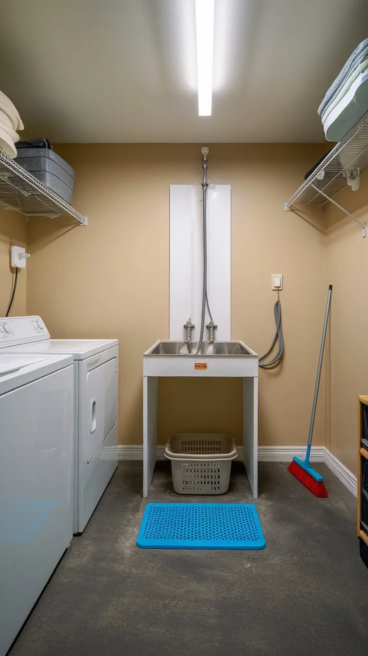 This pet-friendly utility space seamlessly blends laundry day with dog wash day!  Our dedicated dog washing station, complete with hose, drain, and even a handy basket, makes bath time a breeze.  This utility room with dog wash is the ultimate in convenient pet grooming area.